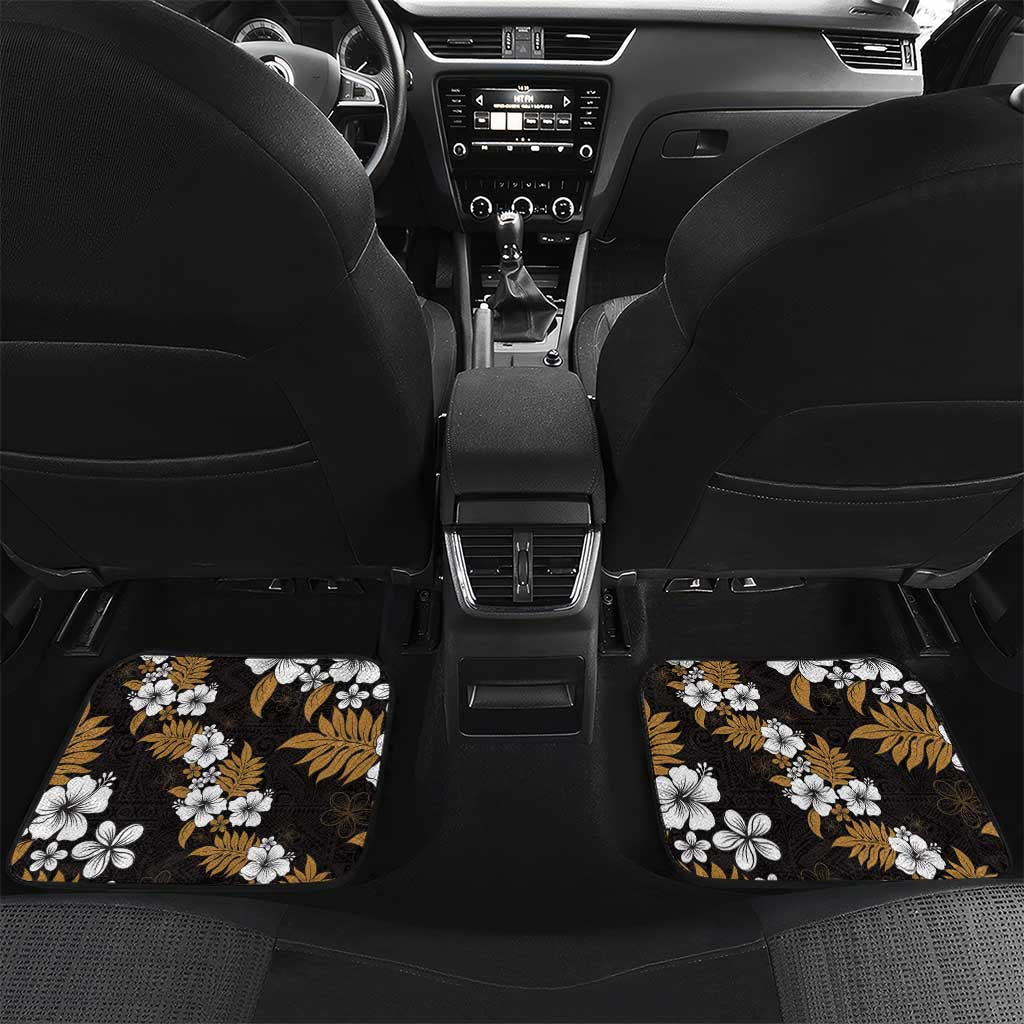 Hawaiian Hibiscus Tribal Floral Brown Car Mats Polynesian Tapa Pattern - Polynesian Pride