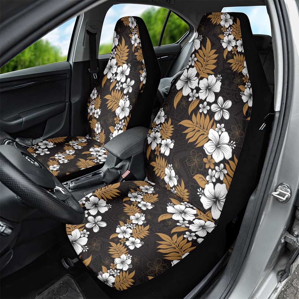 Hawaiian Hibiscus Tribal Floral Brown Car Seat Cover Polynesian Tapa Pattern - Polynesian Pride