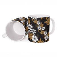 Hawaiian Hibiscus Tribal Floral Brown Ceramic Mug Polynesian Tapa Pattern - Polynesian Pride