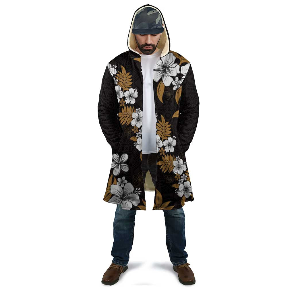 Hawaiian Hibiscus Tribal Floral Brown Cloak Polynesian Tapa Pattern - Polynesian Pride