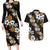 Hawaiian Hibiscus Tribal Floral Brown Couples Matching Long Sleeve Bodycon Dress and Hawaiian Shirt Polynesian Tapa Pattern - Polynesian Pride