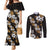 Hawaiian Hibiscus Tribal Floral Brown Couples Matching Mermaid Dress and Long Sleeve Button Shirt Polynesian Tapa Pattern - Polynesian Pride