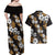 Hawaiian Hibiscus Tribal Floral Brown Couples Matching Off Shoulder Maxi Dress and Hawaiian Shirt Polynesian Tapa Pattern - Polynesian Pride