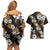 Hawaiian Hibiscus Tribal Floral Brown Couples Matching Off Shoulder Short Dress and Hawaiian Shirt Polynesian Tapa Pattern - Polynesian Pride