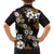 Hawaiian Hibiscus Tribal Floral Brown Family Matching Off The Shoulder Long Sleeve Dress and Hawaiian Shirt Polynesian Tapa Pattern - Polynesian Pride