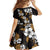 Hawaiian Hibiscus Tribal Floral Brown Family Matching Off The Shoulder Long Sleeve Dress and Hawaiian Shirt Polynesian Tapa Pattern - Polynesian Pride