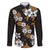 Hawaiian Hibiscus Tribal Floral Brown Family Matching Off The Shoulder Long Sleeve Dress and Hawaiian Shirt Polynesian Tapa Pattern - Polynesian Pride