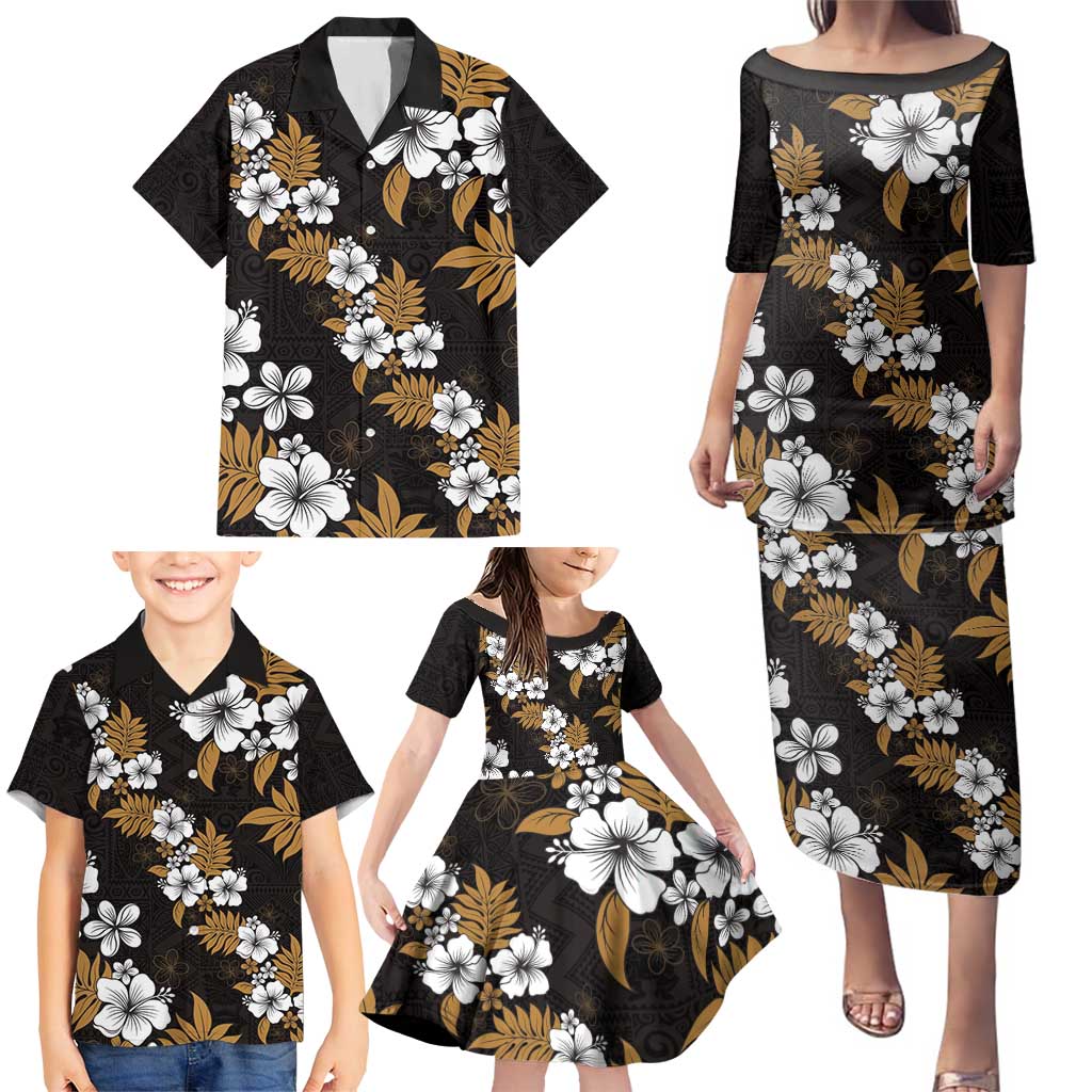 Hawaiian Hibiscus Tribal Floral Brown Family Matching Puletasi and Hawaiian Shirt Polynesian Tapa Pattern - Polynesian Pride