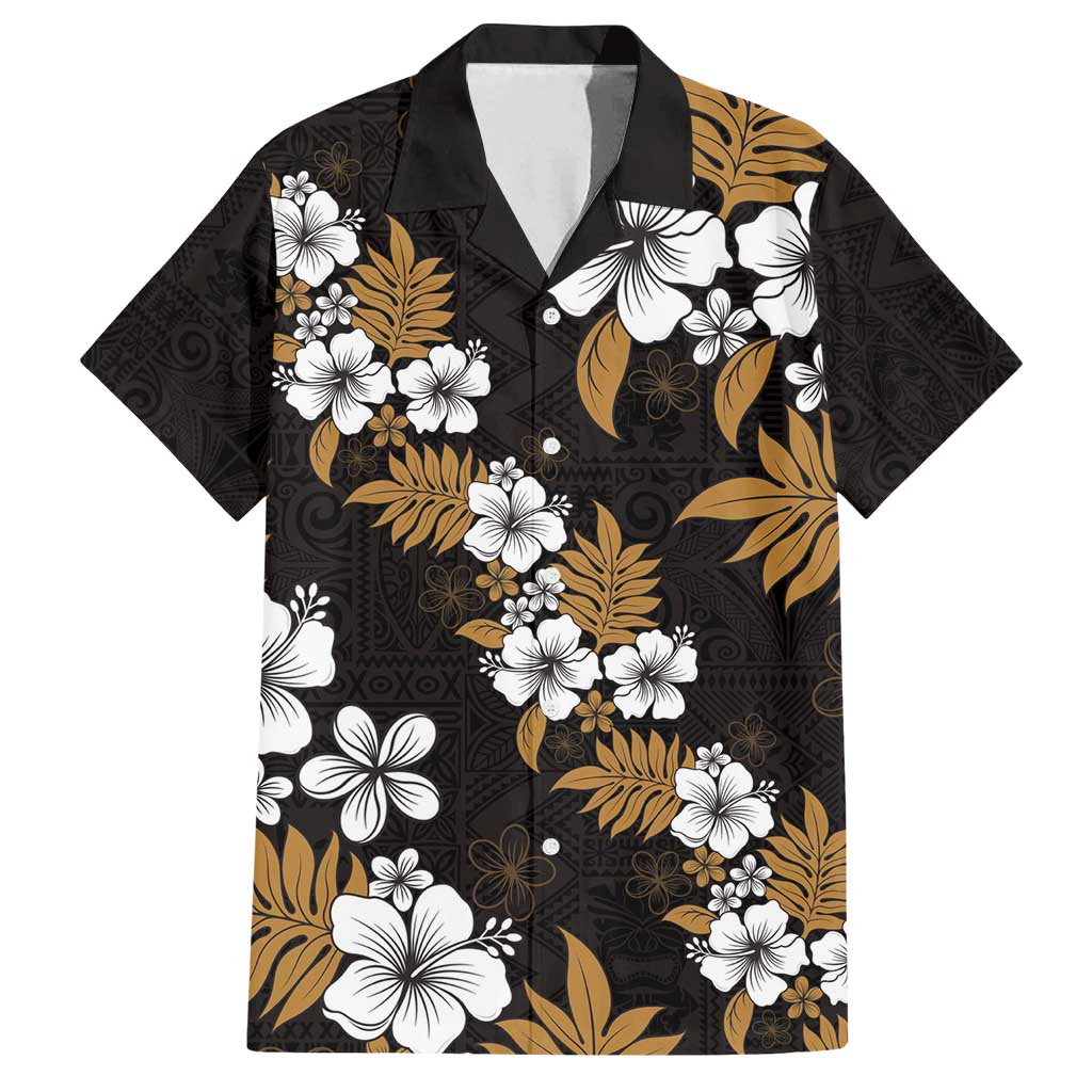 Hawaiian Hibiscus Tribal Floral Brown Family Matching Summer Maxi Dress and Hawaiian Shirt Polynesian Tapa Pattern - Polynesian Pride