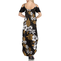 Hawaiian Hibiscus Tribal Floral Brown Family Matching Summer Maxi Dress and Hawaiian Shirt Polynesian Tapa Pattern - Polynesian Pride
