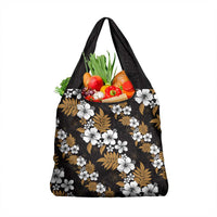Hawaiian Hibiscus Tribal Floral Brown Grocery Bag Polynesian Tapa Pattern - Polynesian Pride