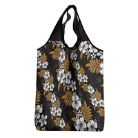 Hawaiian Hibiscus Tribal Floral Brown Grocery Bag Polynesian Tapa Pattern - Polynesian Pride