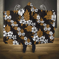 Hawaiian Hibiscus Tribal Floral Brown Hooded Blanket Polynesian Tapa Pattern - Polynesian Pride