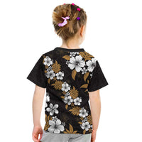 Hawaiian Hibiscus Tribal Floral Brown Kid T Shirt Polynesian Tapa Pattern LT01 - Polynesian Pride