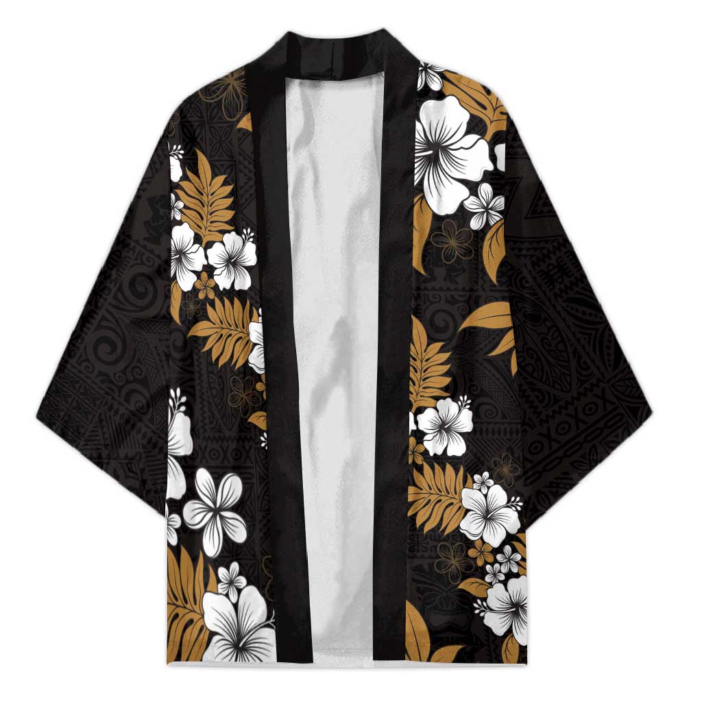 Hawaiian Hibiscus Tribal Floral Brown Kimono Polynesian Tapa Pattern - Polynesian Pride