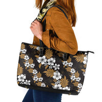 Hawaiian Hibiscus Tribal Floral Brown Leather Tote Bag Polynesian Tapa Pattern LT01 Brown - Polynesian Pride