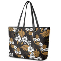 Hawaiian Hibiscus Tribal Floral Brown Leather Tote Bag Polynesian Tapa Pattern LT01 - Polynesian Pride