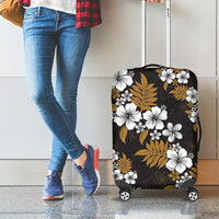 Hawaiian Hibiscus Tribal Floral Brown Luggage Cover Polynesian Tapa Pattern - Polynesian Pride