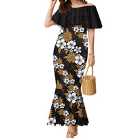 Hawaiian Hibiscus Tribal Floral Brown Mermaid Dress Polynesian Tapa Pattern - Polynesian Pride