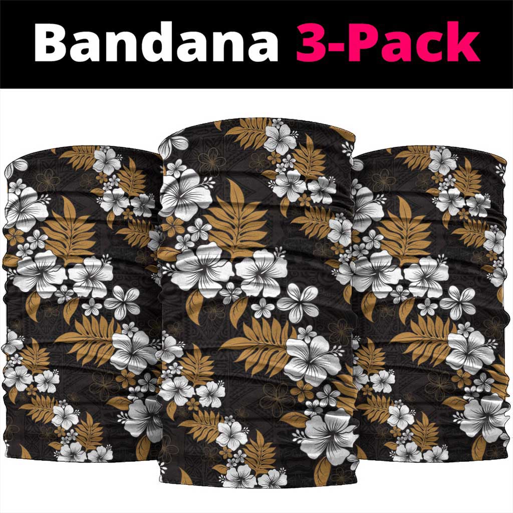 Hawaiian Hibiscus Tribal Floral Brown Neck Gaiter Polynesian Tapa Pattern - Polynesian Pride
