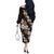 Hawaiian Hibiscus Tribal Floral Brown Off The Shoulder Long Sleeve Dress Polynesian Tapa Pattern - Polynesian Pride