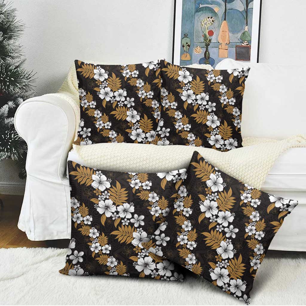 Hawaiian Hibiscus Tribal Floral Brown Pillow Cover Polynesian Tapa Pattern - Polynesian Pride