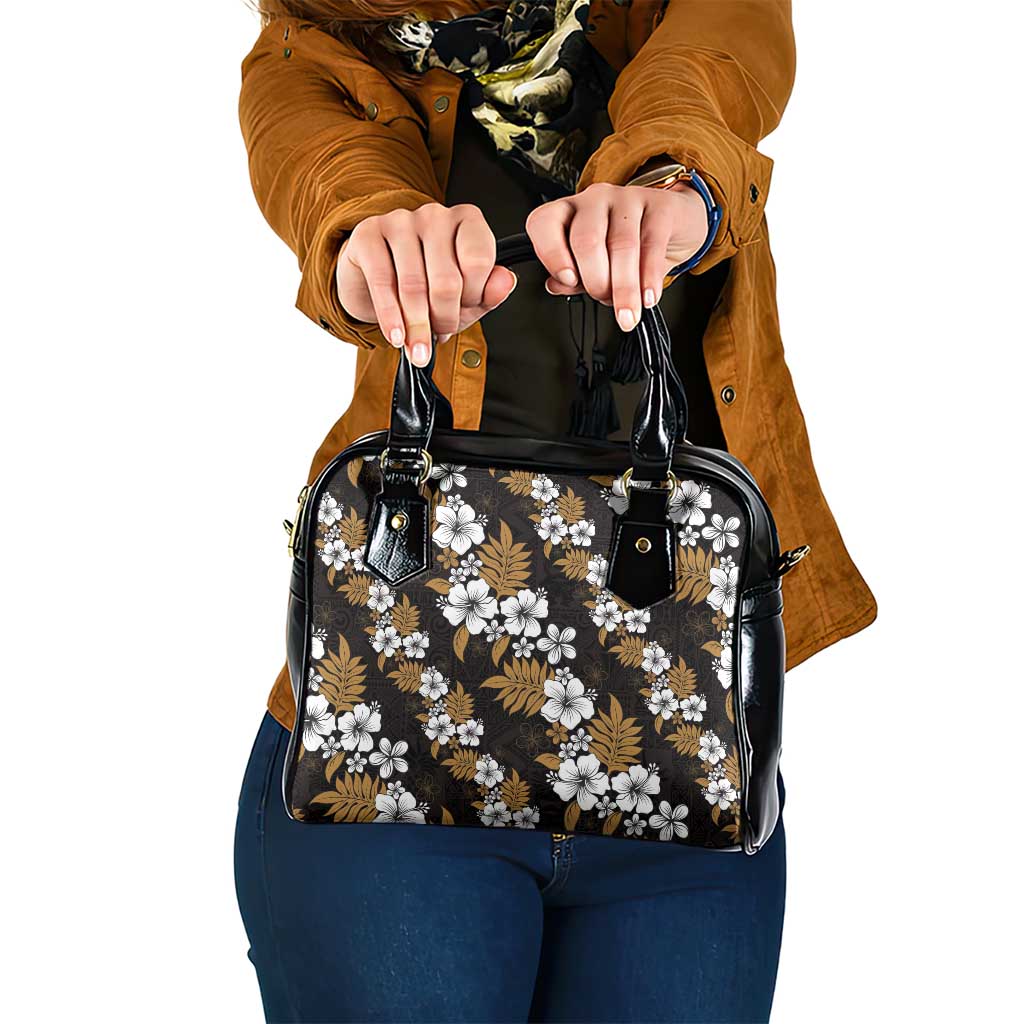 Hawaiian Hibiscus Tribal Floral Brown Shoulder Handbag Polynesian Tapa Pattern - Polynesian Pride