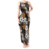 Hawaiian Hibiscus Tribal Floral Brown Tank Maxi Dress Polynesian Tapa Pattern - Polynesian Pride