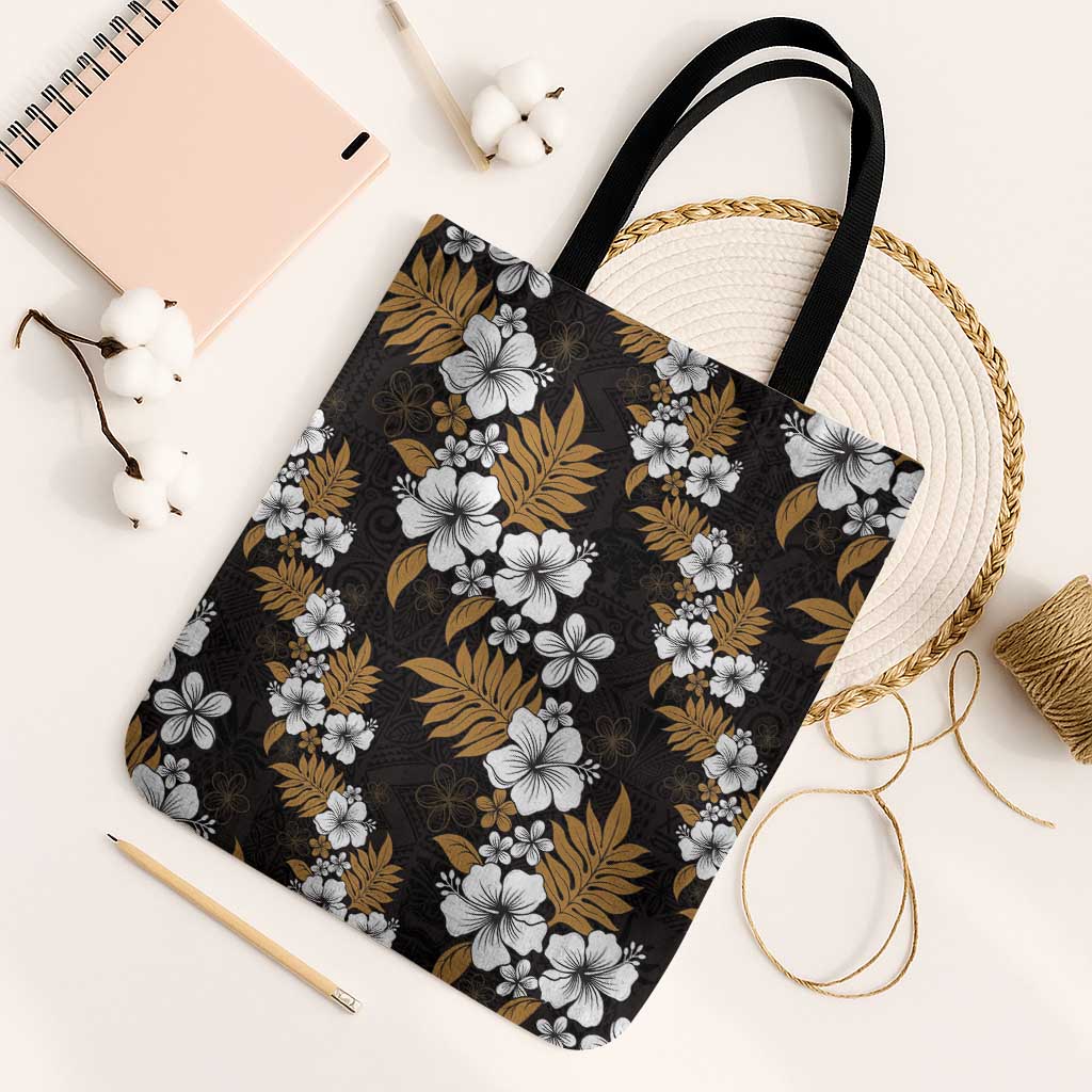 Hawaiian Hibiscus Tribal Floral Brown Tote Bag Polynesian Tapa Pattern LT01 Black Strap One Size Brown - Polynesian Pride