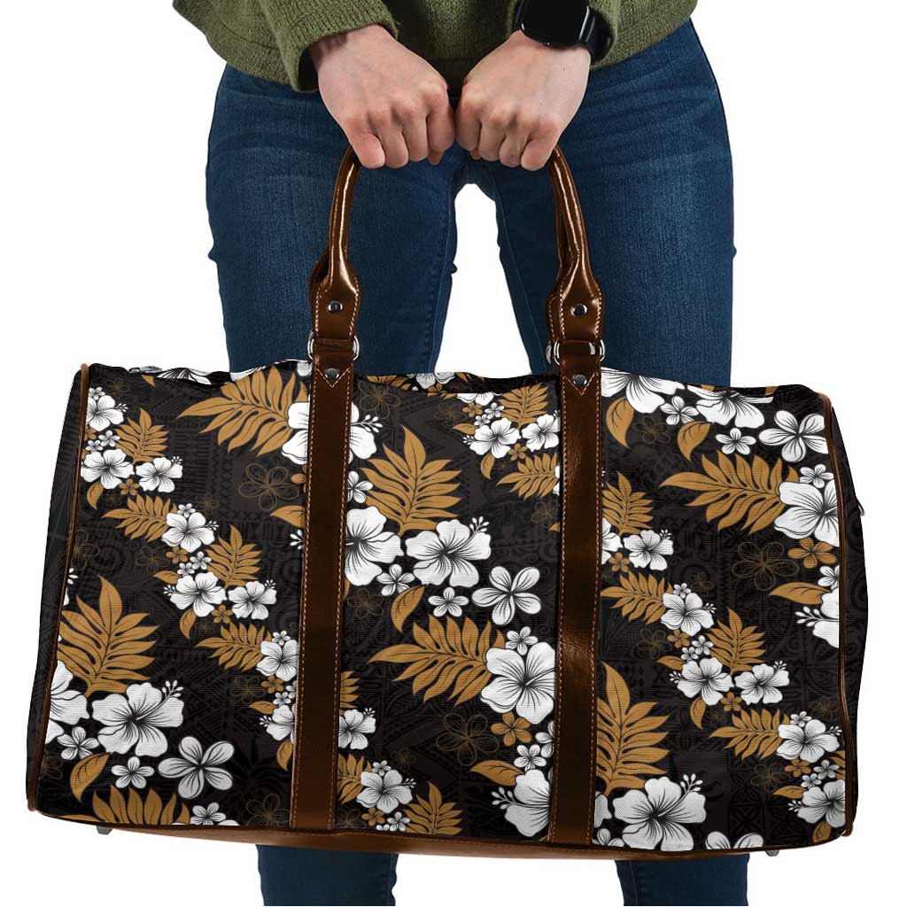 Hawaiian Hibiscus Tribal Floral Brown Travel Bag Polynesian Tapa Pattern LT01 Brown - Polynesian Pride