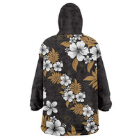 Hawaiian Hibiscus Tribal Floral Brown Wearable Blanket Hoodie Polynesian Tapa Pattern LT01 - Polynesian Pride