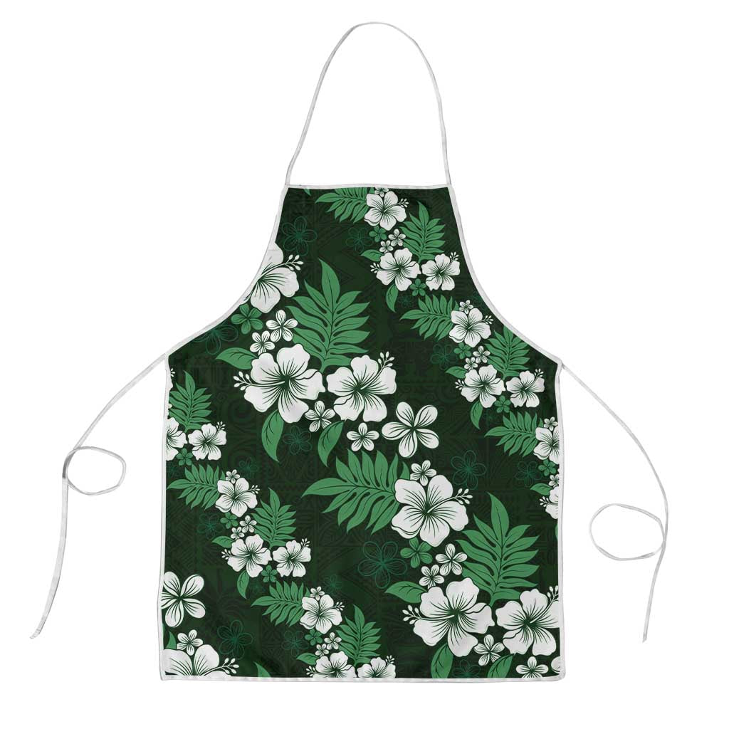 Hawaiian Hibiscus Tribal Floral Green Apron Polynesian Tapa Pattern LT01 Green - Polynesian Pride