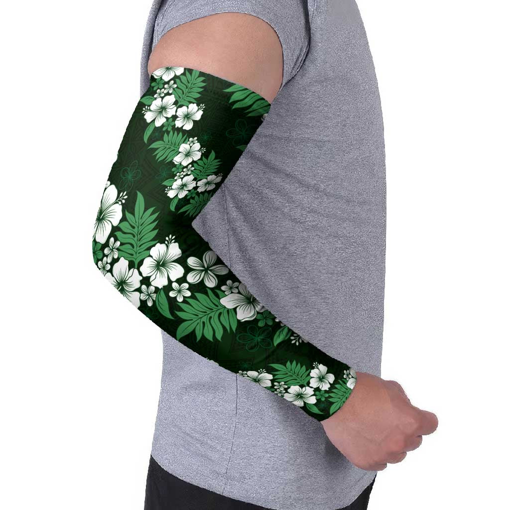 Hawaiian Hibiscus Tribal Floral Green Arm Sleeves Polynesian Tapa Pattern LT01 - Polynesian Pride