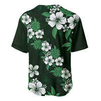 Hawaiian Hibiscus Tribal Floral Green Baseball Jersey Polynesian Tapa Pattern - Polynesian Pride