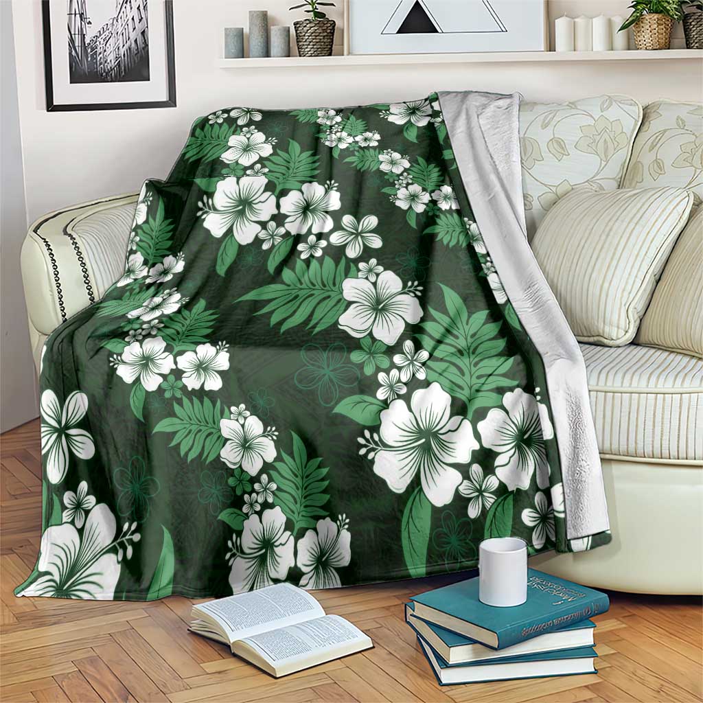 Hawaiian Hibiscus Tribal Floral Green Blanket Polynesian Tapa Pattern LT01 Green - Polynesian Pride