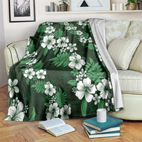 Hawaiian Hibiscus Tribal Floral Green Blanket Polynesian Tapa Pattern - Polynesian Pride
