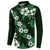 Hawaiian Hibiscus Tribal Floral Green Button Sweatshirt Polynesian Tapa Pattern - Polynesian Pride