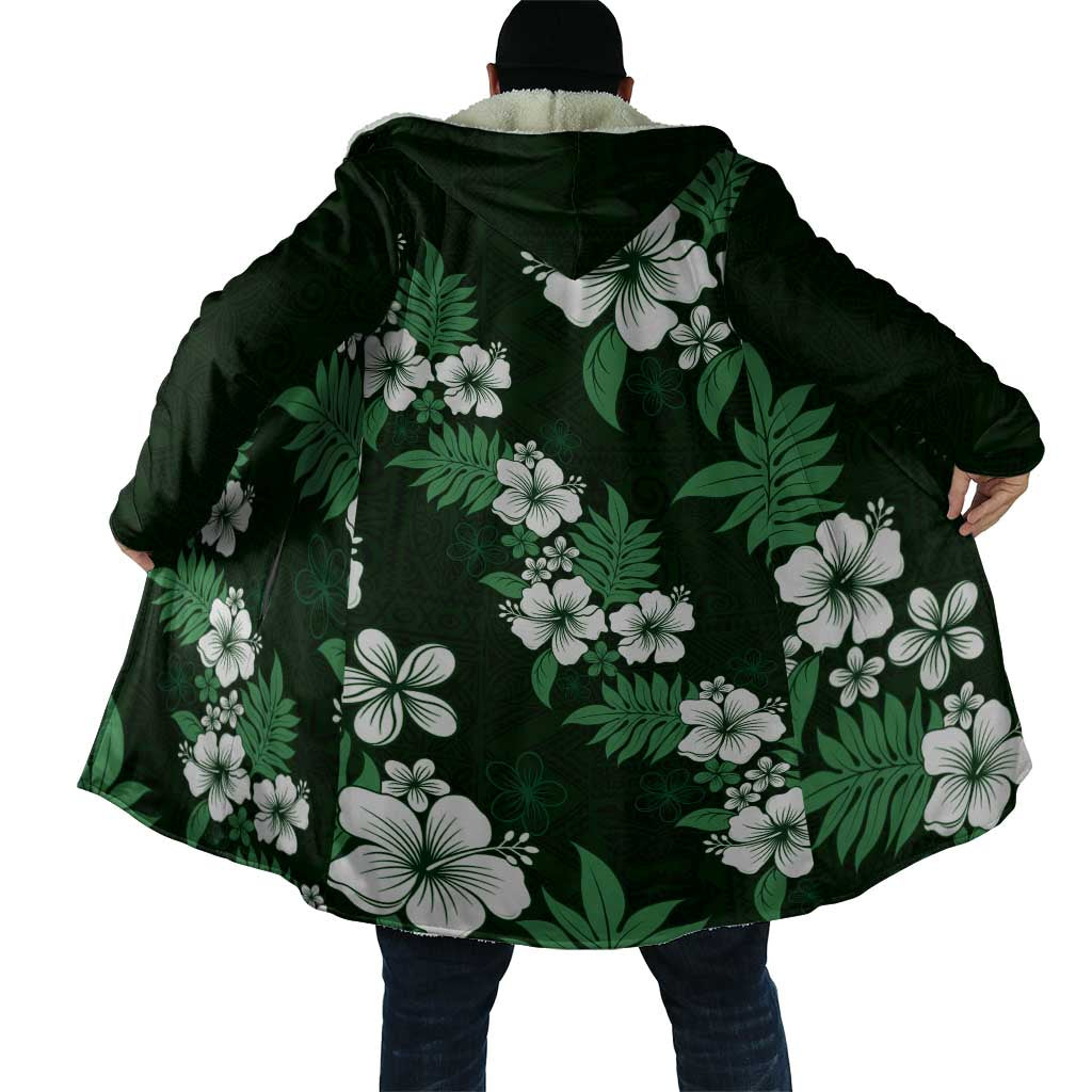 Hawaiian Hibiscus Tribal Floral Green Cloak Polynesian Tapa Pattern - Polynesian Pride