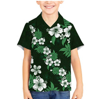 Hawaiian Hibiscus Tribal Floral Green Family Matching Mermaid Dress and Hawaiian Shirt Polynesian Tapa Pattern - Polynesian Pride
