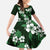 Hawaiian Hibiscus Tribal Floral Green Family Matching Off The Shoulder Long Sleeve Dress and Hawaiian Shirt Polynesian Tapa Pattern - Polynesian Pride