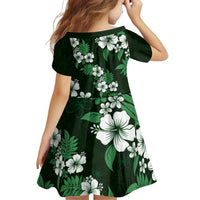 Hawaiian Hibiscus Tribal Floral Green Family Matching Off Shoulder Short Dress and Hawaiian Shirt Polynesian Tapa Pattern - Polynesian Pride