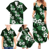 Hawaiian Hibiscus Tribal Floral Green Family Matching Summer Maxi Dress and Hawaiian Shirt Polynesian Tapa Pattern - Polynesian Pride