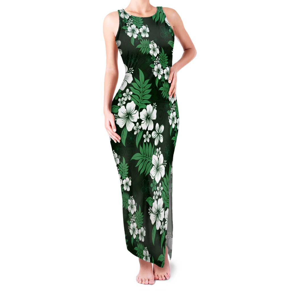 Hawaiian Hibiscus Tribal Floral Green Family Matching Tank Maxi Dress and Hawaiian Shirt Polynesian Tapa Pattern - Polynesian Pride