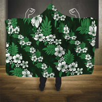 Hawaiian Hibiscus Tribal Floral Green Hooded Blanket Polynesian Tapa Pattern - Polynesian Pride
