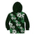 Hawaiian Hibiscus Tribal Floral Green Kid Hoodie Polynesian Tapa Pattern - Polynesian Pride