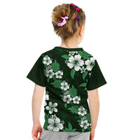 Hawaiian Hibiscus Tribal Floral Green Kid T Shirt Polynesian Tapa Pattern LT01 - Polynesian Pride