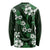 Hawaiian Hibiscus Tribal Floral Green Long Sleeve Shirt Polynesian Tapa Pattern - Polynesian Pride