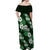 Hawaiian Hibiscus Tribal Floral Green Off Shoulder Maxi Dress Polynesian Tapa Pattern - Polynesian Pride