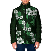 Hawaiian Hibiscus Tribal Floral Green Padded Jacket Polynesian Tapa Pattern LT01 Men Green - Polynesian Pride