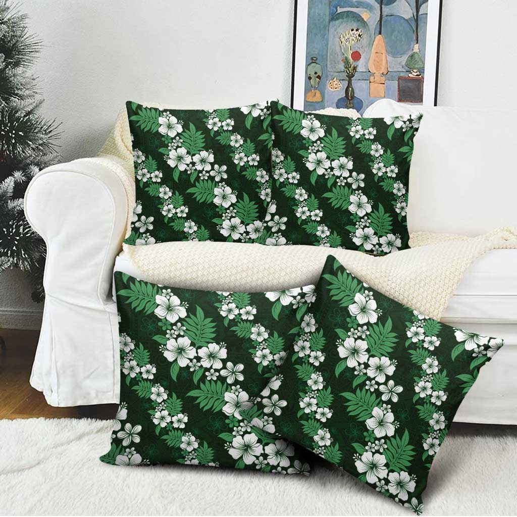Hawaiian Hibiscus Tribal Floral Green Pillow Cover Polynesian Tapa Pattern - Polynesian Pride